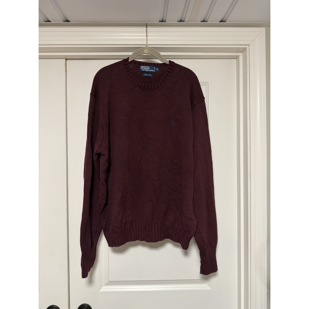 Polo Ralph Lauren, Men's crew neck knit sweater, Burgundy, Size XL